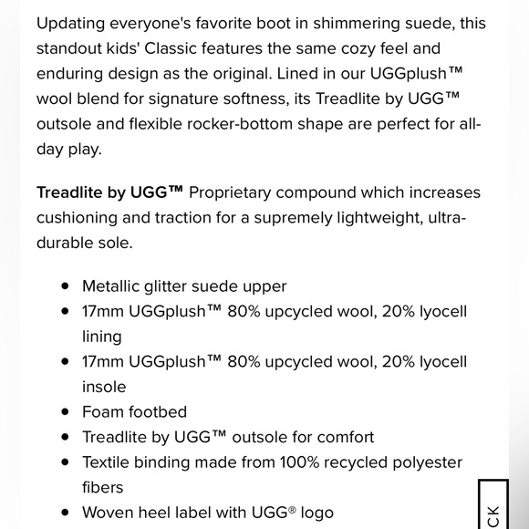 Ugg Classic II metal metallic glitter Youth Big Kid unisex  5 NEW - Picture 6 of 6